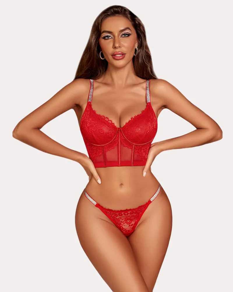 2 Piece Lace Set with Underwired