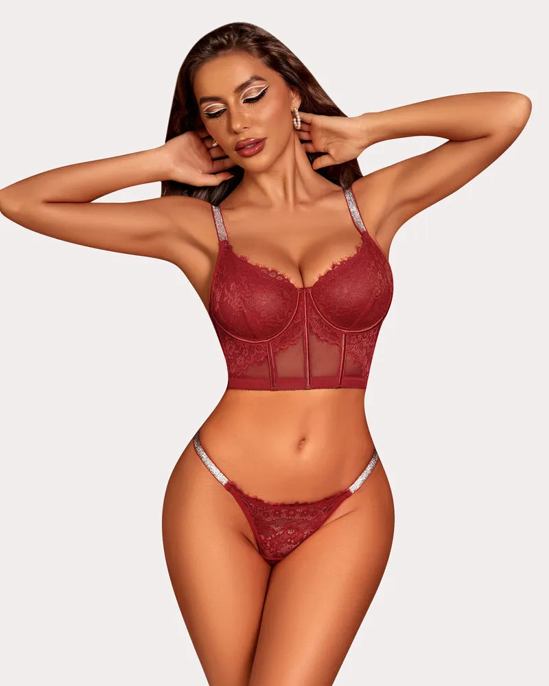 2 Piece Lace Set with Underwired