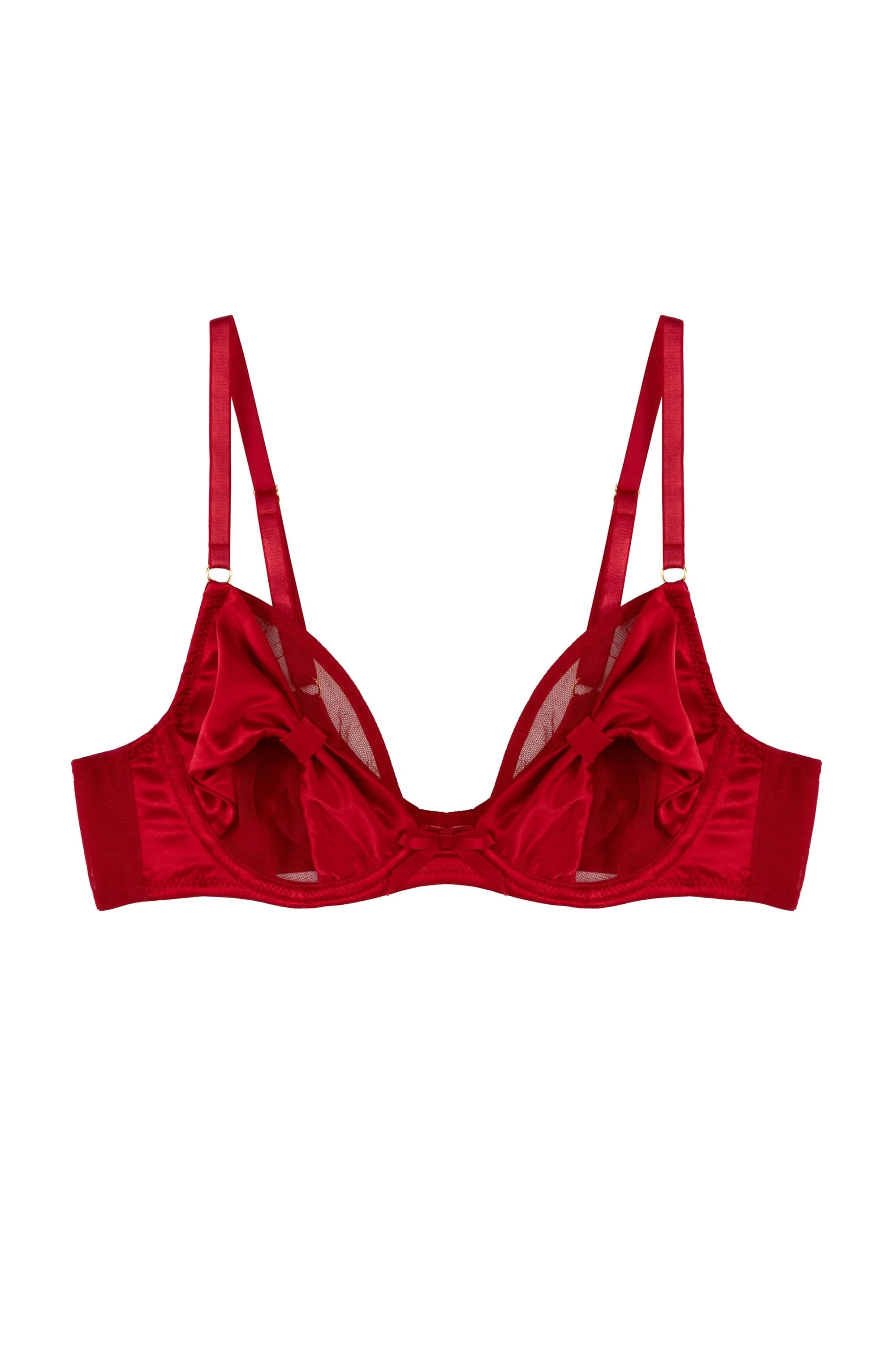 Annette Red Satin Bow Cup Bra