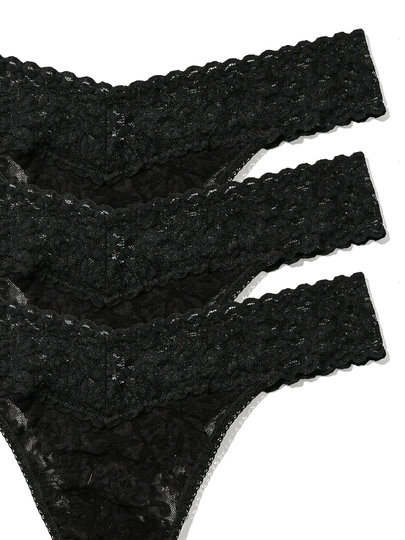 Ballerina 3-Pack Lace Thongs in Black