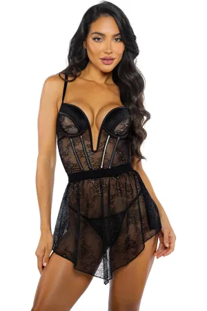 Belle Noir 3-Piece Garter Skirt Set