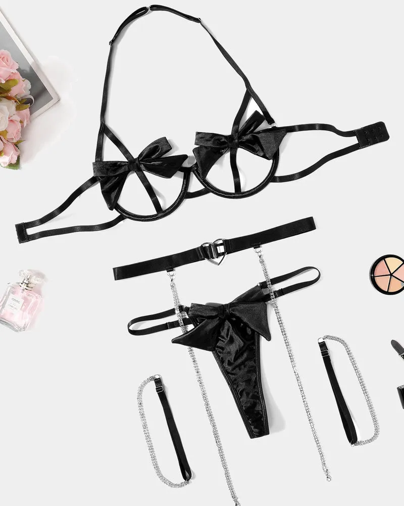 Bow Bra and Panty Sleepwear Sets