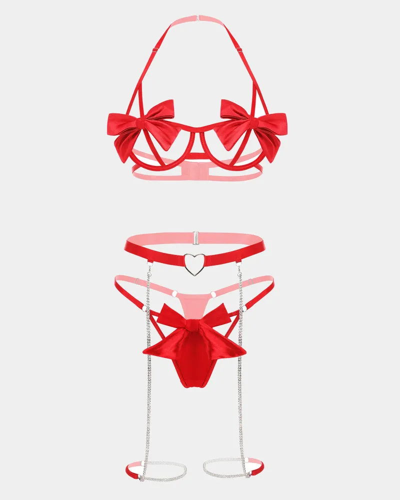 Bow Bra and Panty Sleepwear Sets