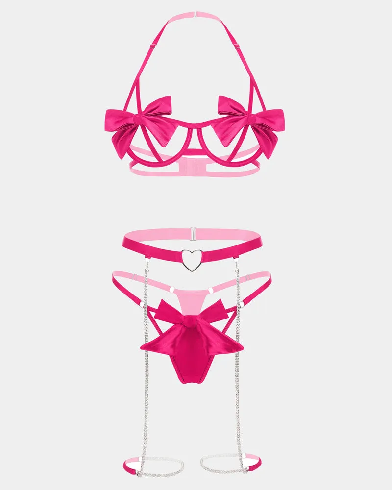 Bow Bra and Panty Sleepwear Sets