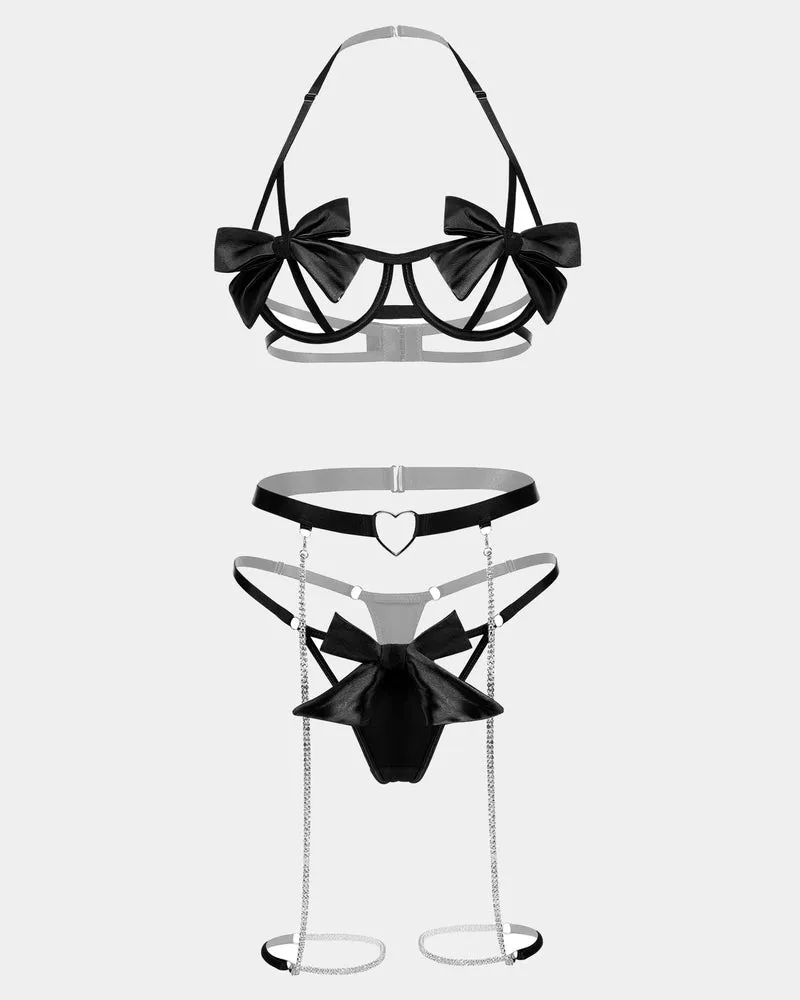 Bow Bra and Panty Sleepwear Sets