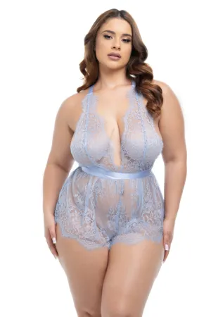 Brea Lace Plus Size Teddy in Blue