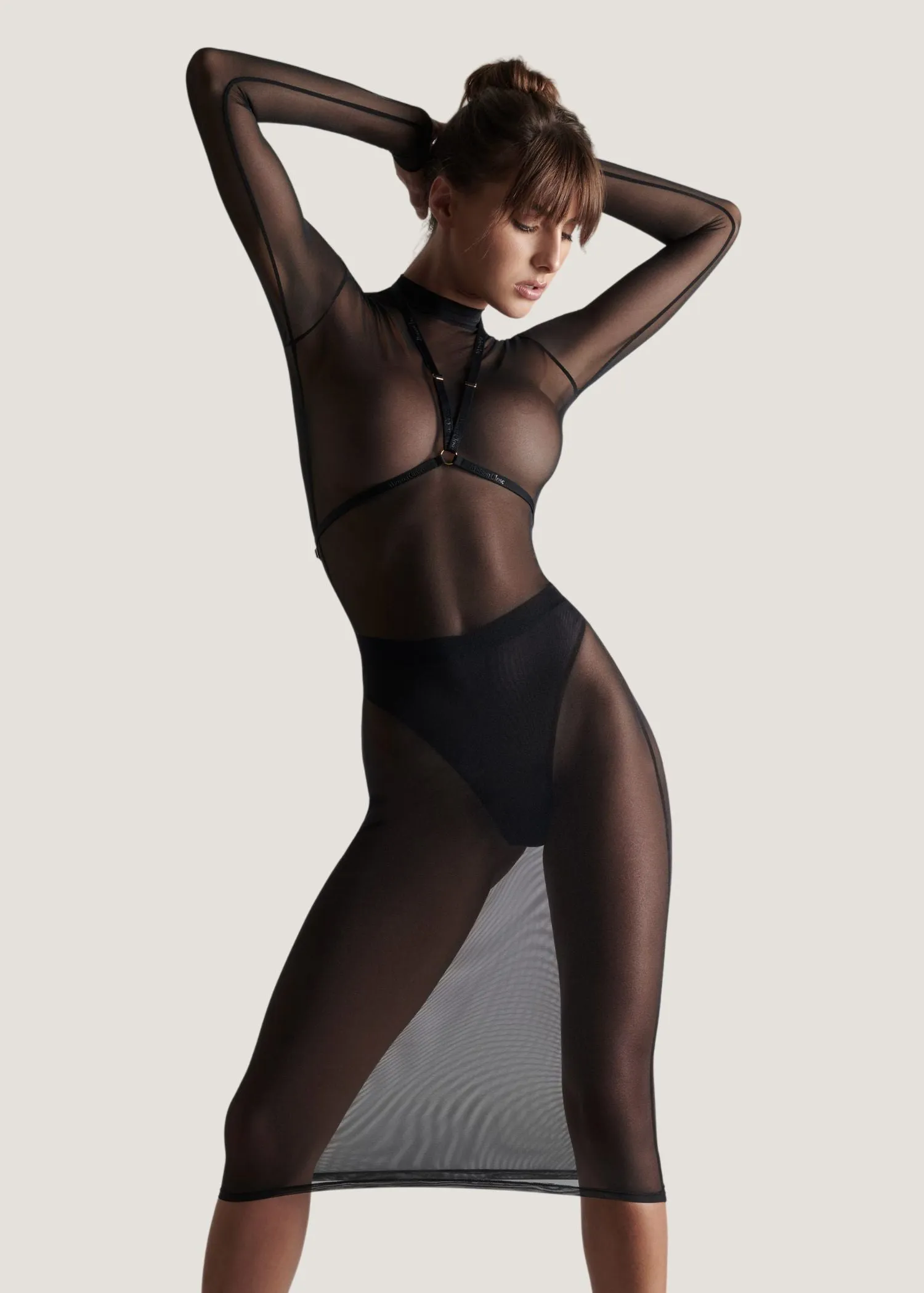 Corps a Corps Midi Dress with Harness (Black)