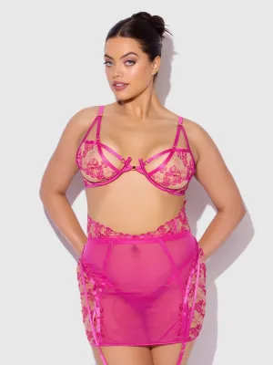 Delicate & Devine-Blacklight Lace Bra, Skirt & G-String Set