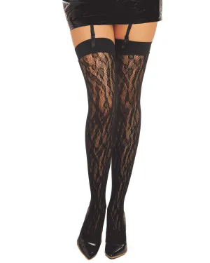 Dreamgirl Fishnet Thigh High Stockings with Knitted Leopard Design
