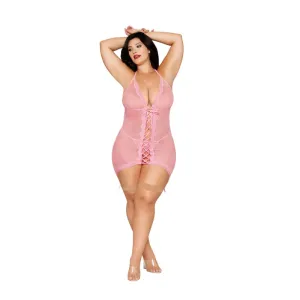 Garter Slip and G-String Dmnd - Queen Size - Petal Pink