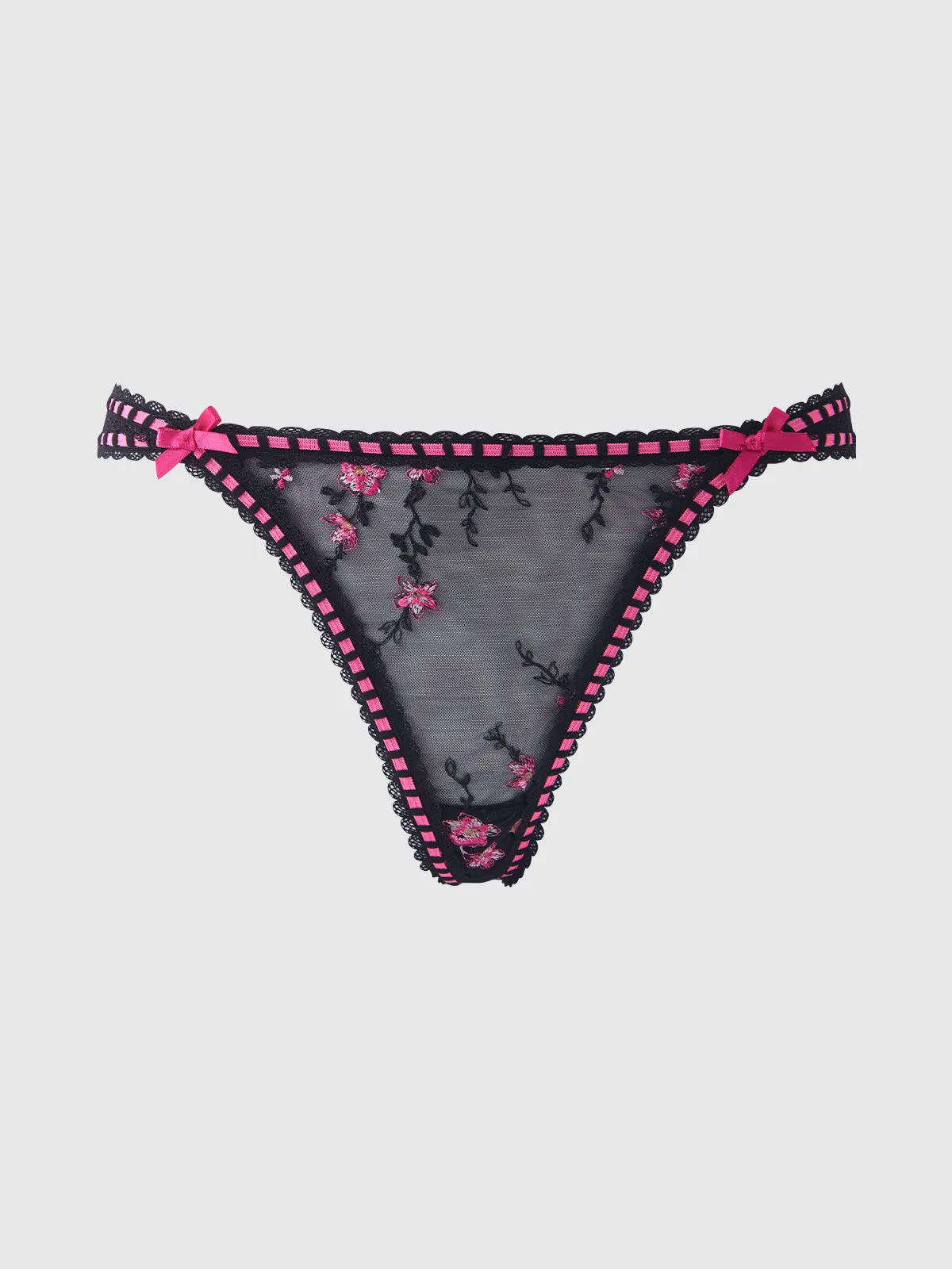 Harlow Embroidered Mesh & Elastic Backless Cheeky