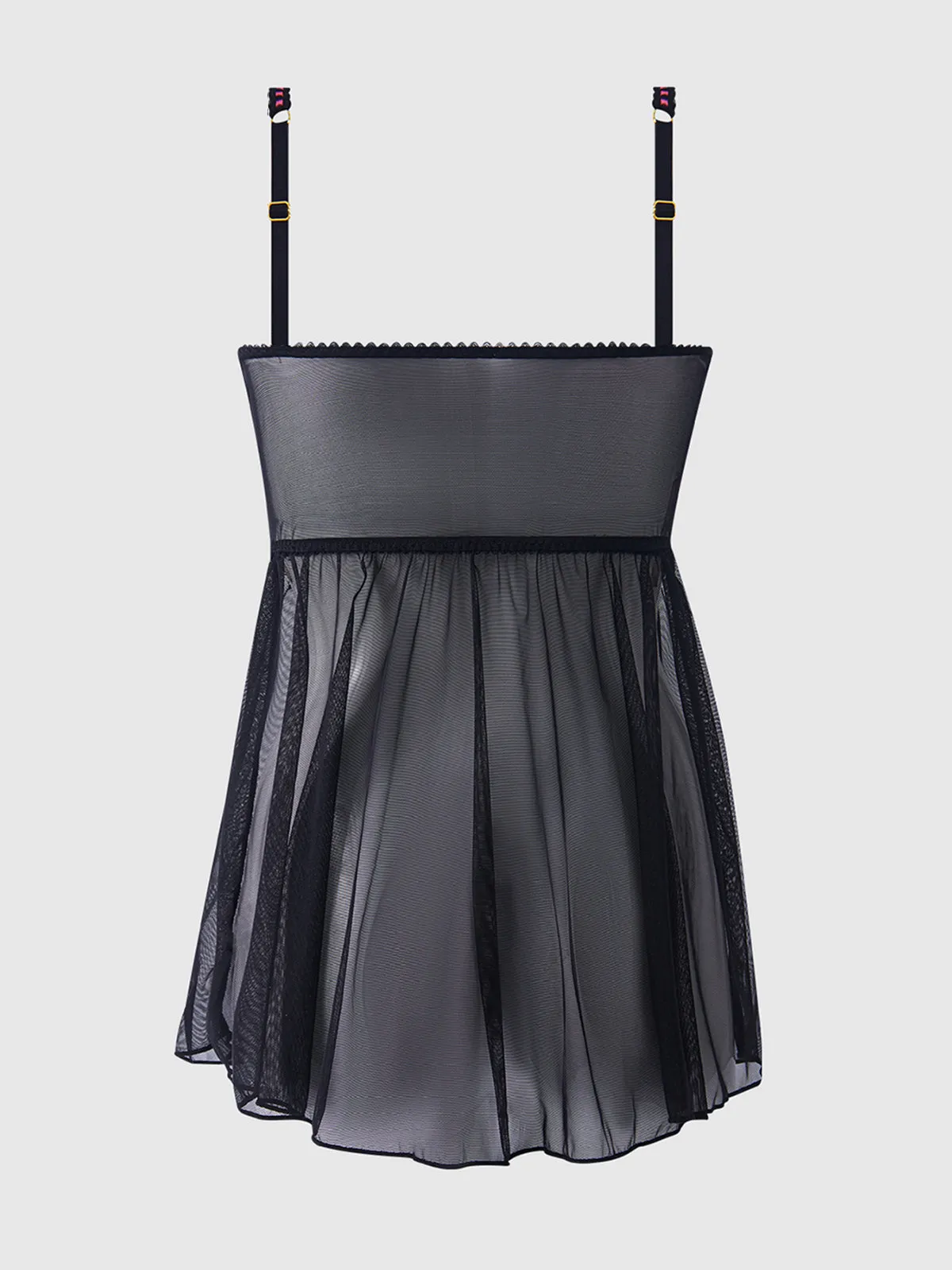 Harlow Embroidered Mesh & Elastic Longline Babydoll