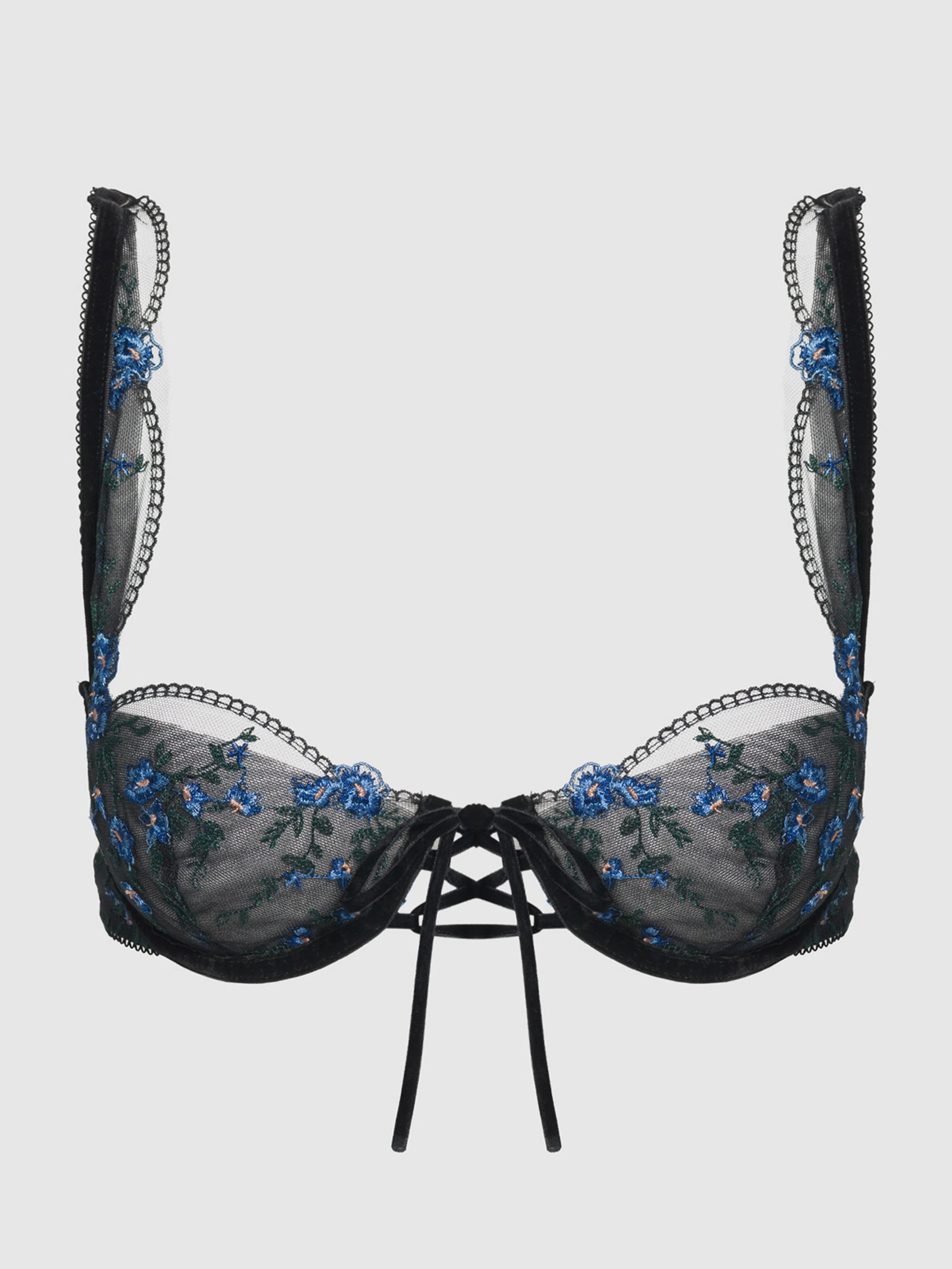 Harlow Embroidered Mesh Tie Front Bra