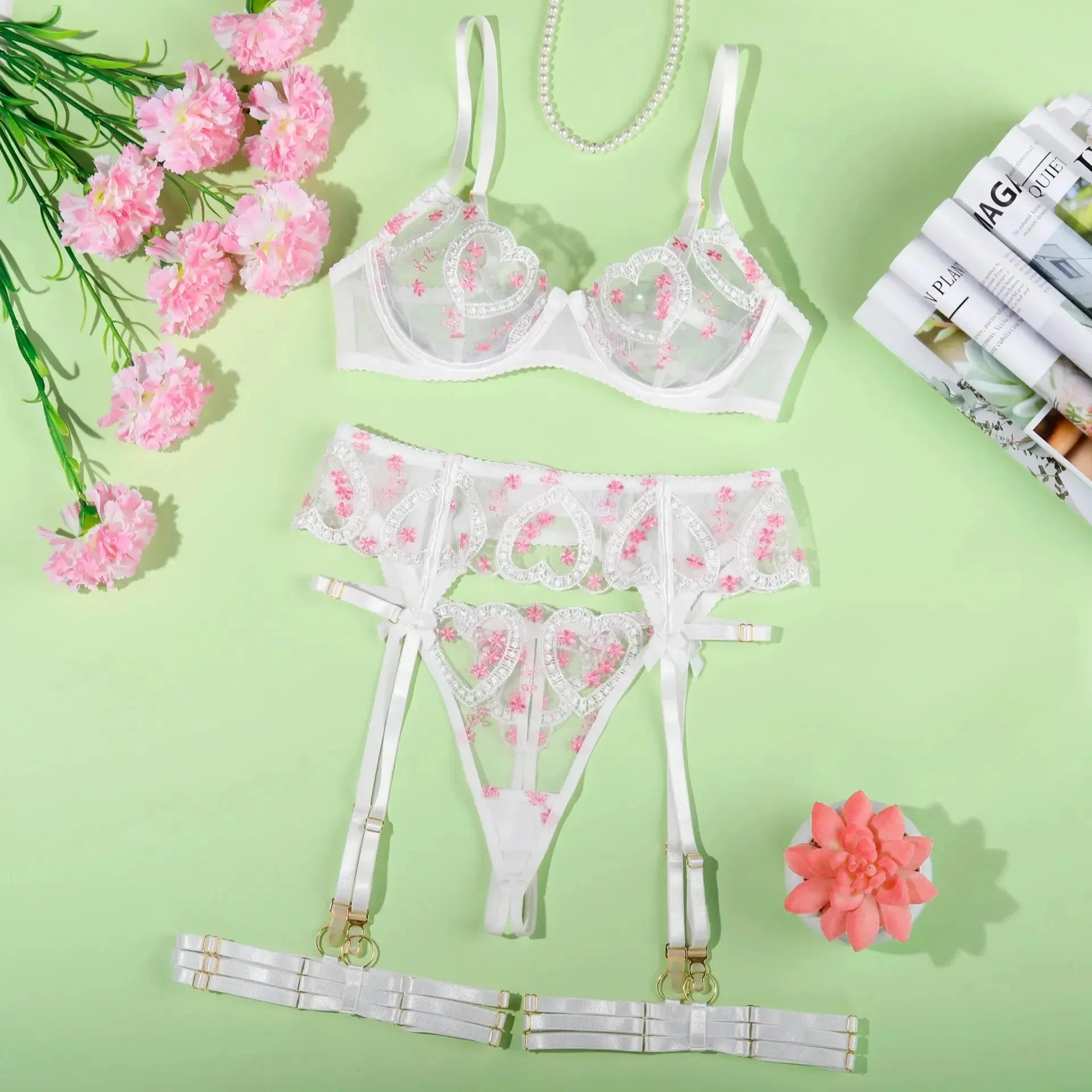 Heart Lace Valentine Lingerie Set