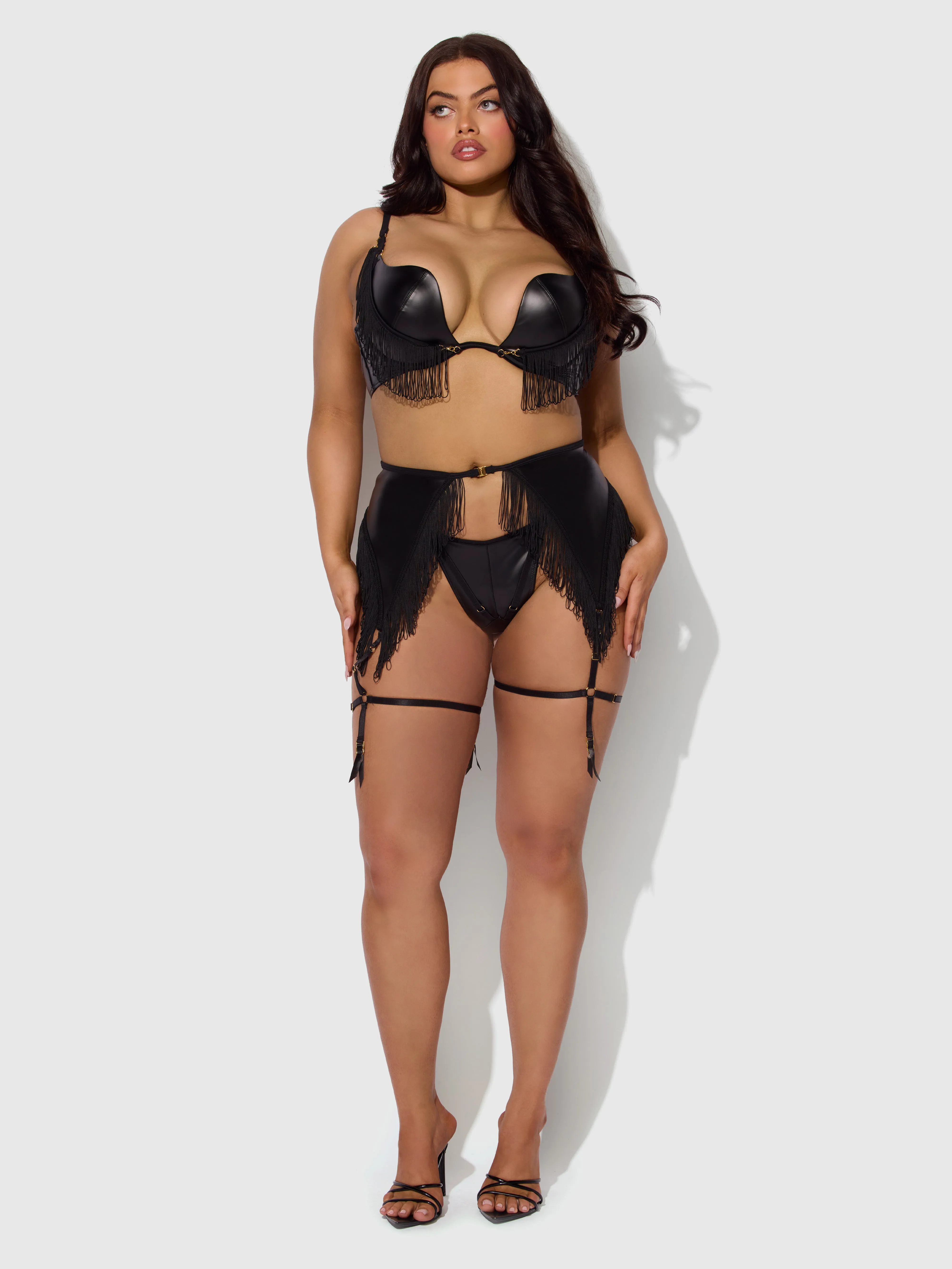 Hendrix Faux Leather & Fringe Garter Belt