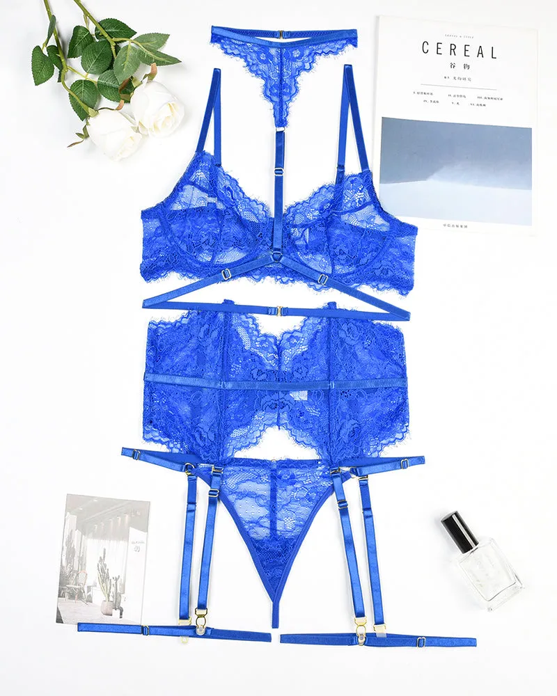 Lace Bra & Panty Set with Garter Belt