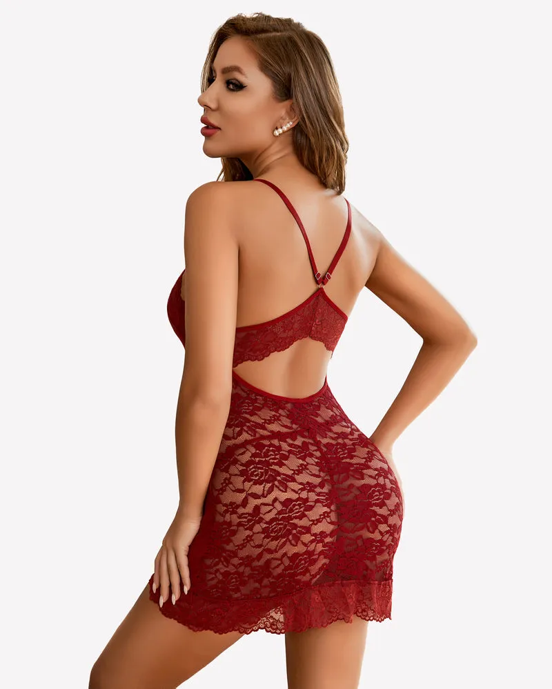 Lace Trim Back Criss-Cross Straps Lingerie