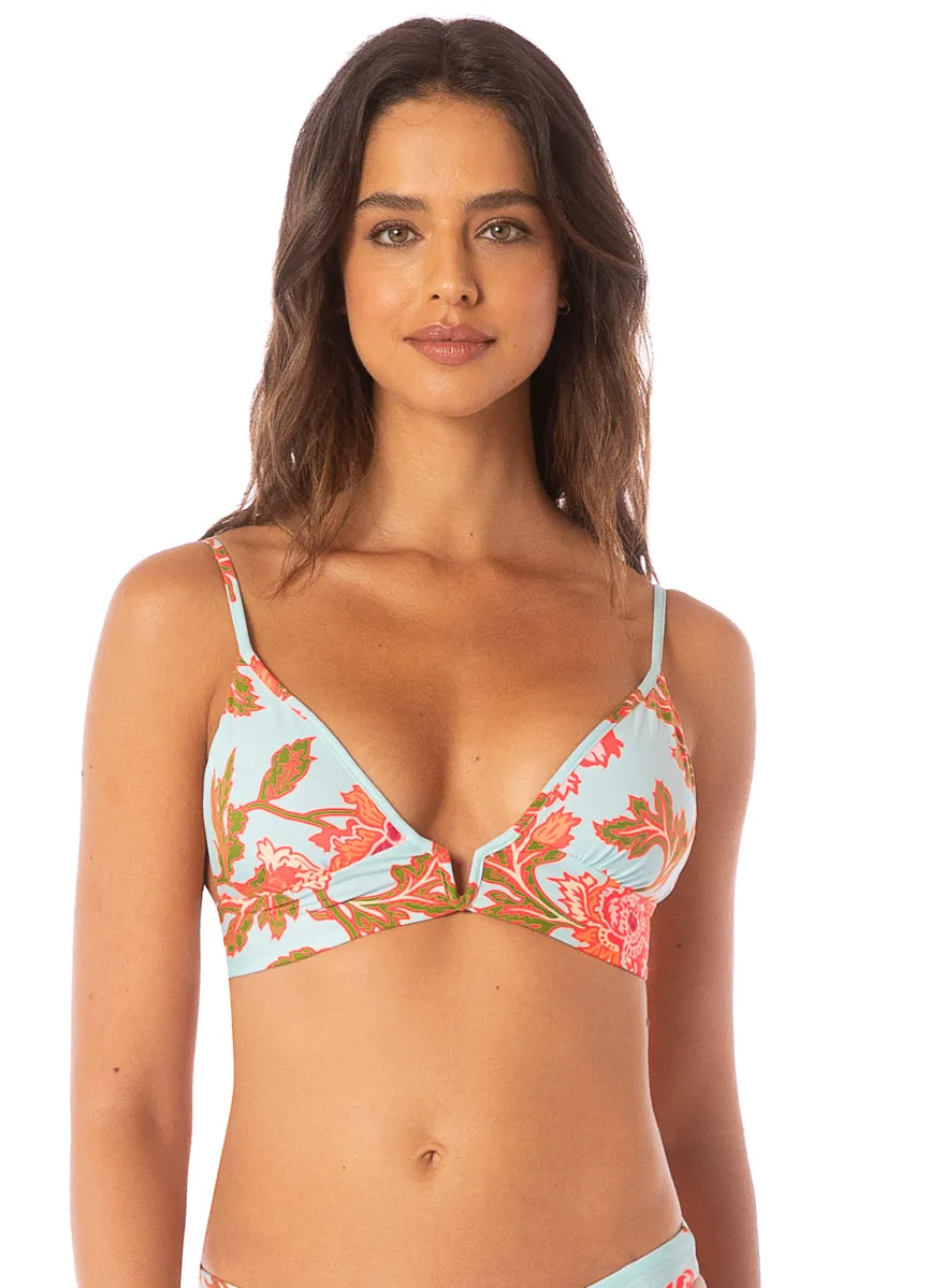 Maaji Floral Sky Paradiso Long Line Triangle Bikini Top