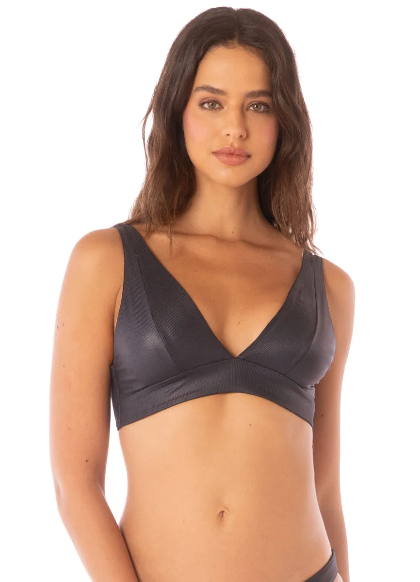 Maaji Onyx Black Paradisial Long Line Triangle Bikini Top