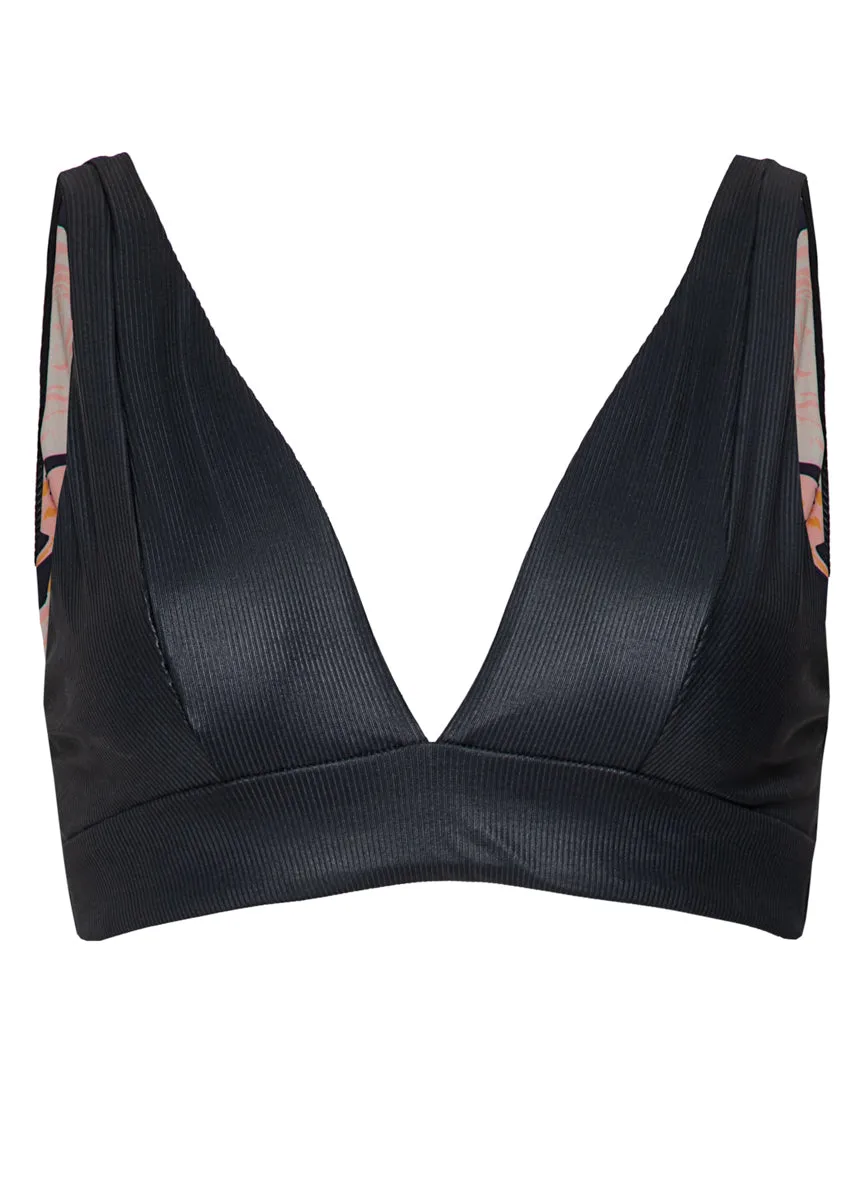 Maaji Onyx Black Paradisial Long Line Triangle Bikini Top