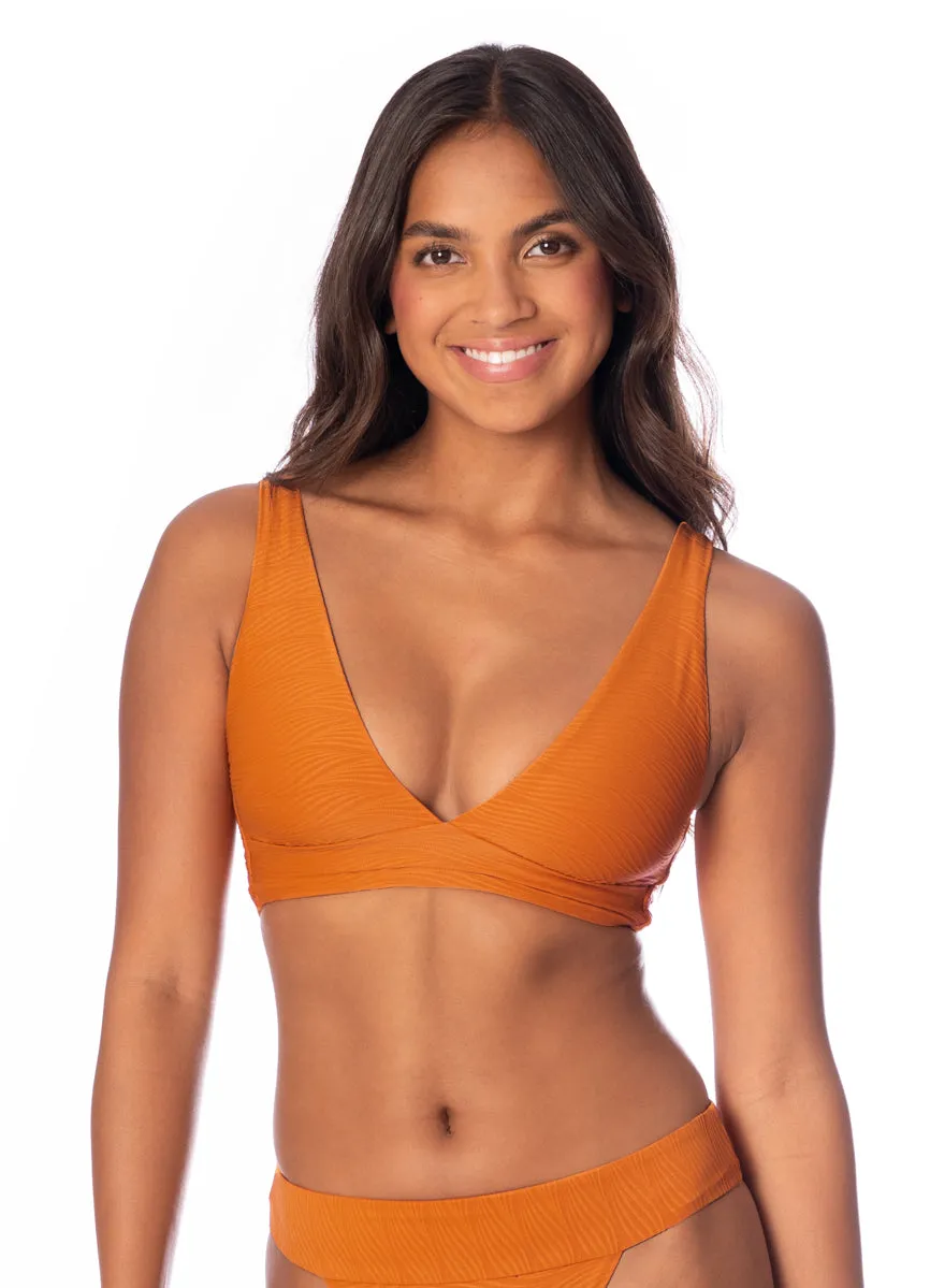Maaji Wavy Chestnut Allure Long Line Triangle Bikini Top