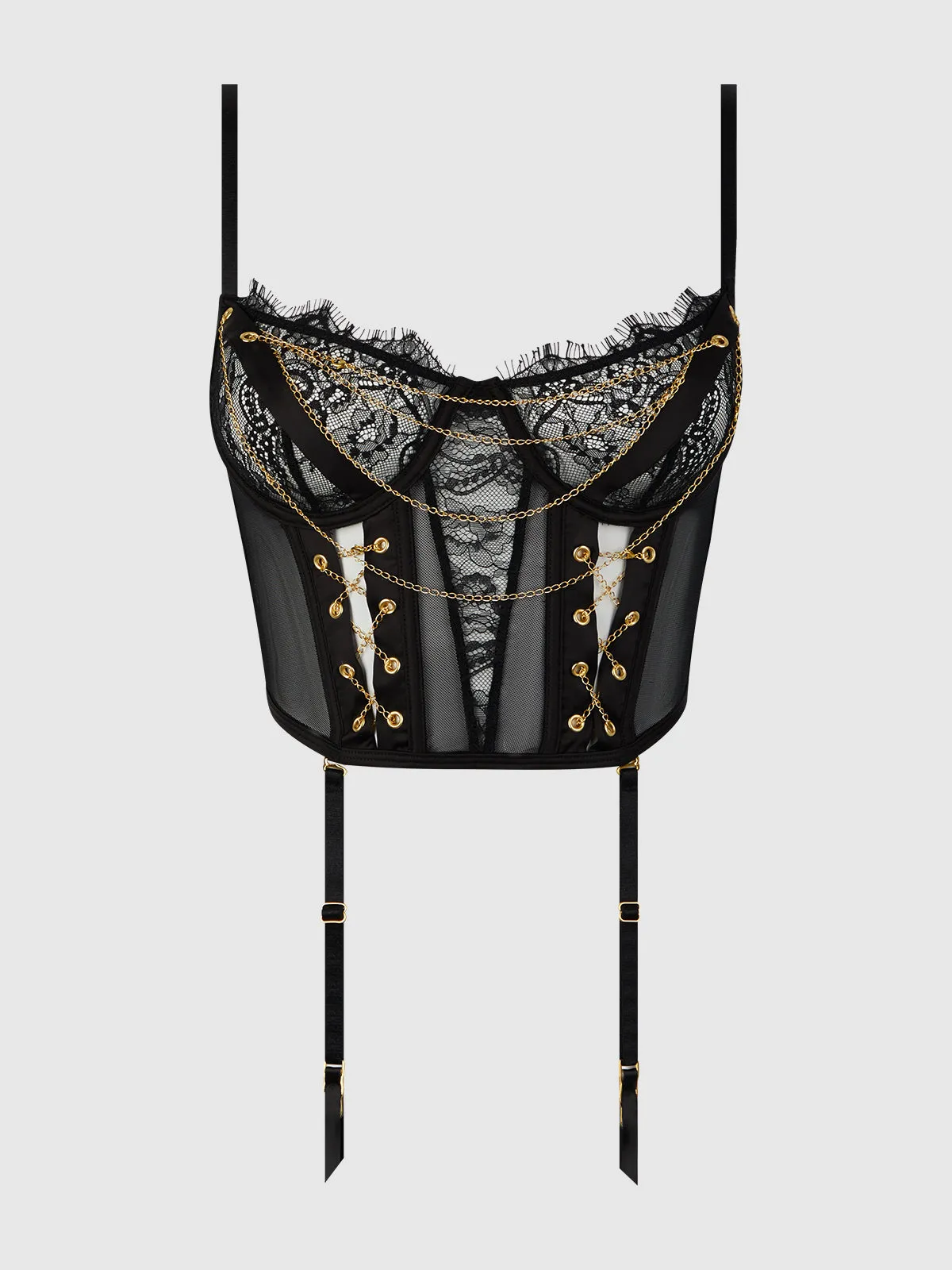 Maeve Chain & Lace Bustier With Garters
