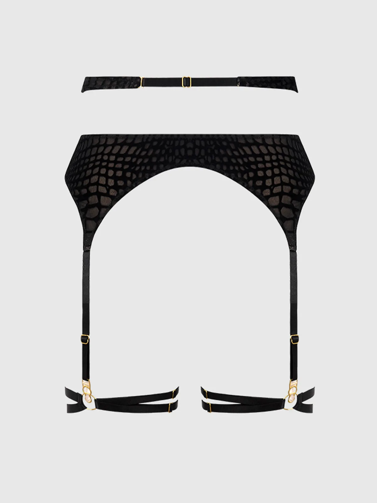 Medusa Snake Velvet Burnout Wrap Garter Belt With Thigh Garters