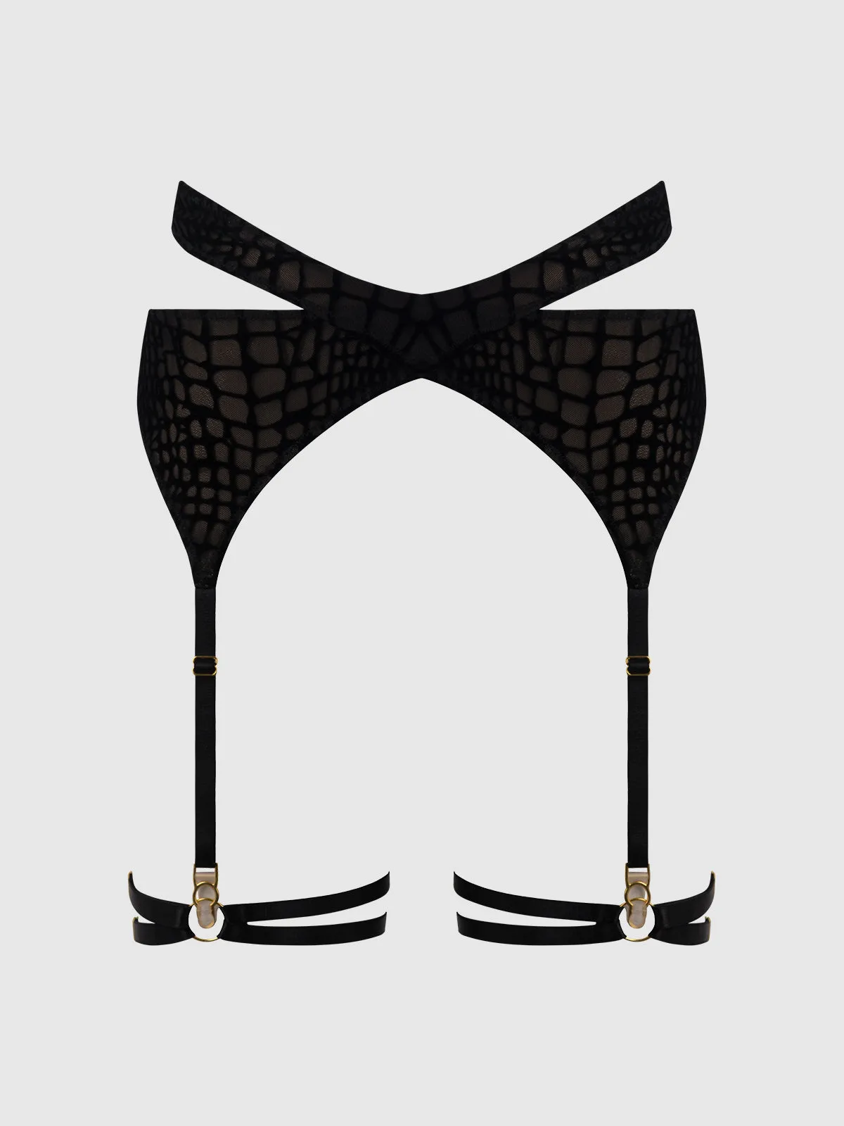 Medusa Snake Velvet Burnout Wrap Garter Belt With Thigh Garters