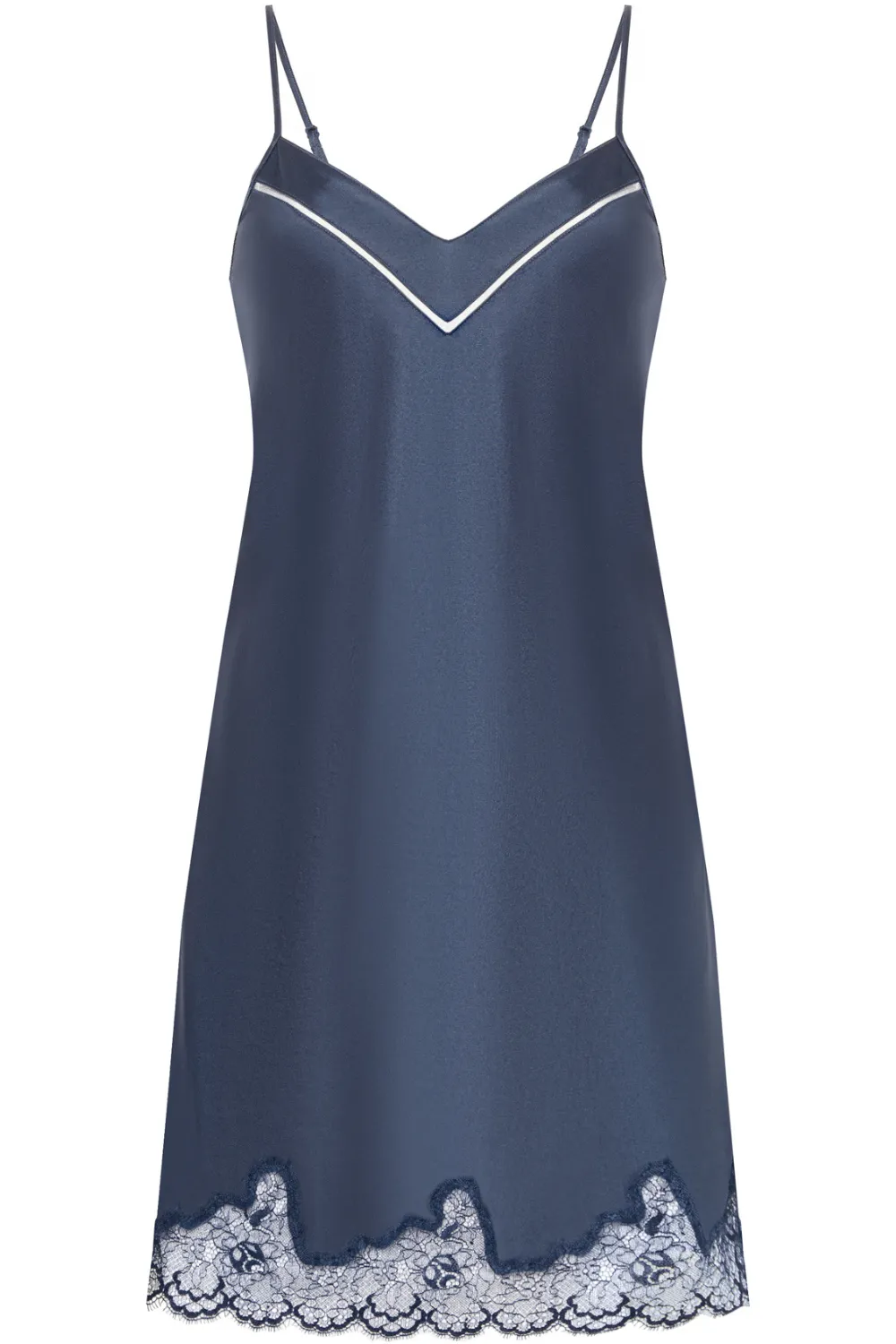 Nocturne Silk Nightdress Cinder Blue, Size 4 (UK 14-16)