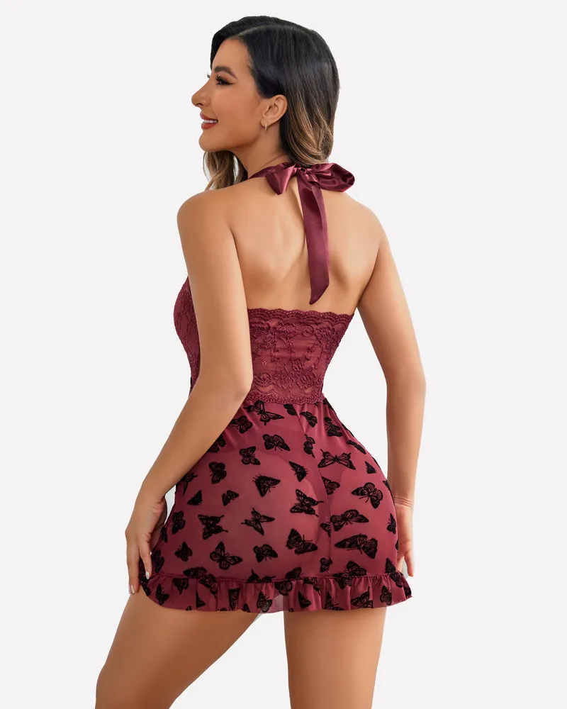 Open Front Halter Nighty