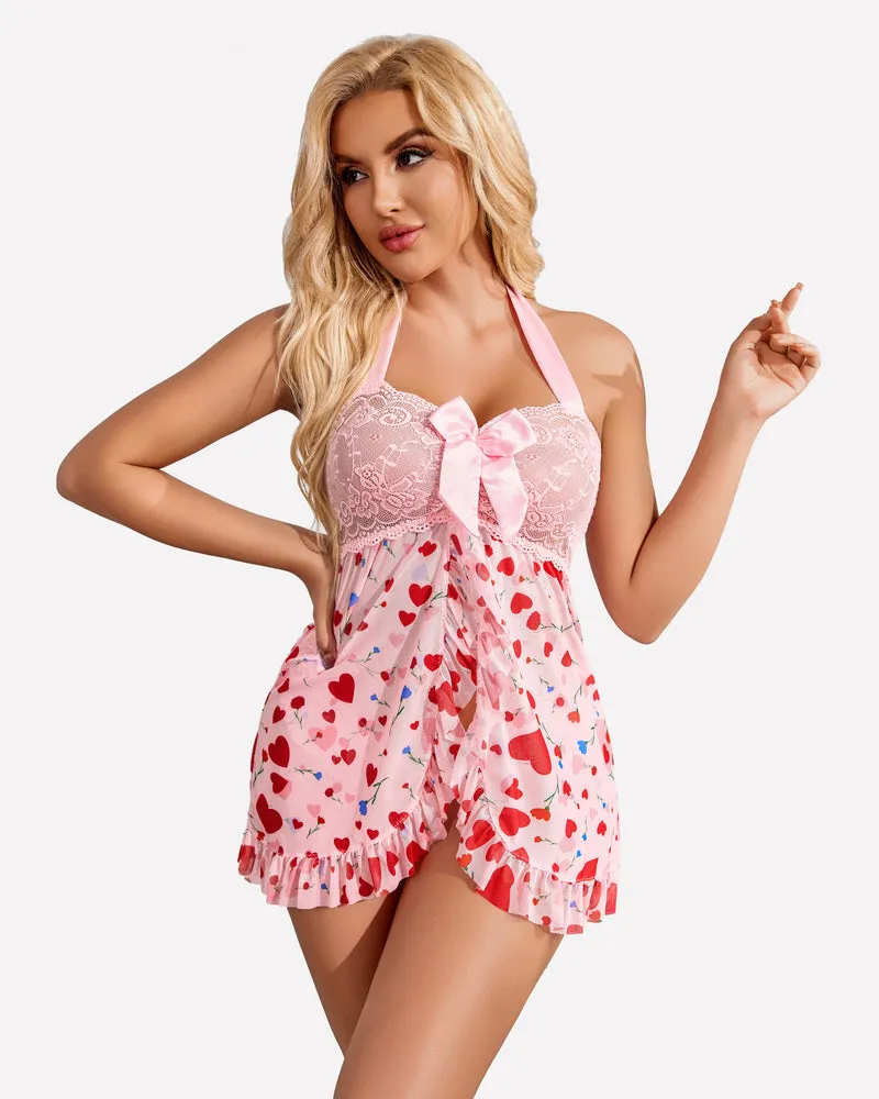 Open Front Halter Nighty