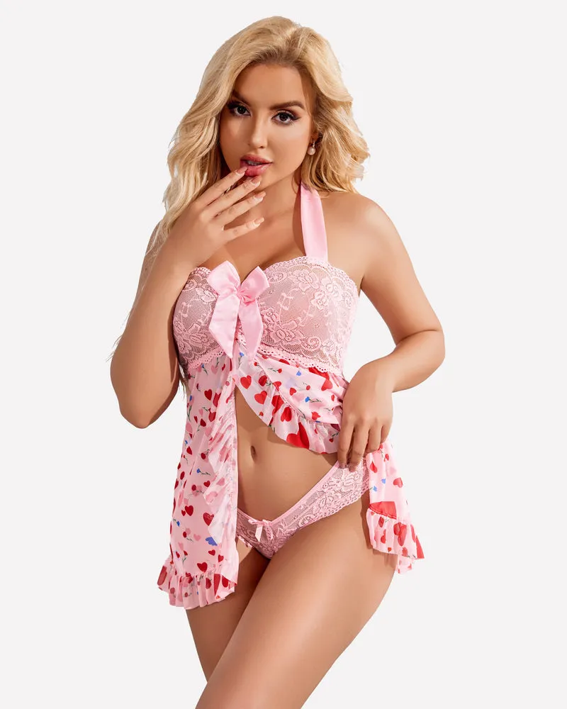 Open Front Halter Nighty