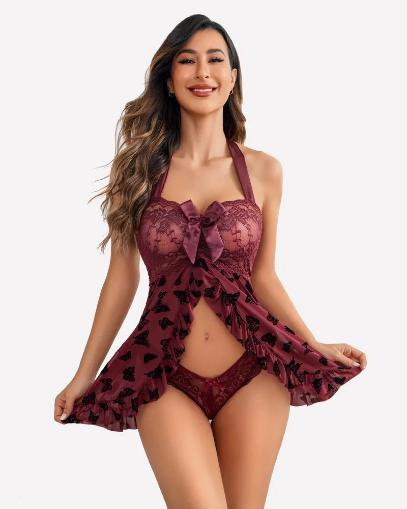 Open Front Halter Nighty