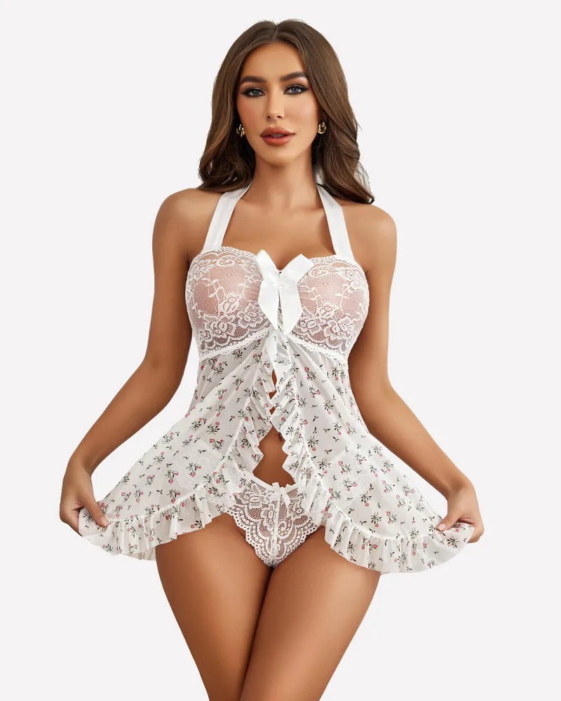 Open Front Halter Nighty