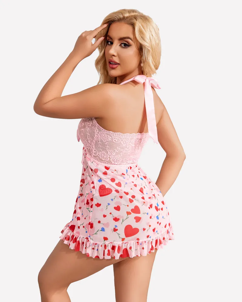 Open Front Halter Nighty