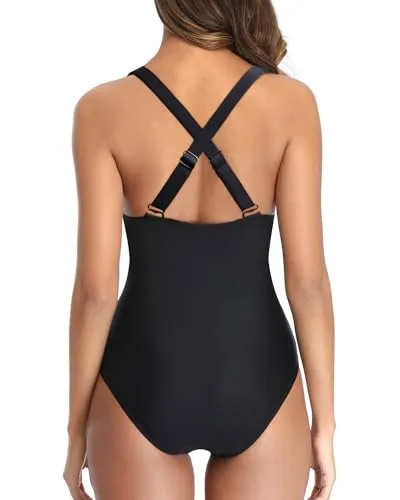 Plunge V-Neck Mesh One Piece Swimsuit