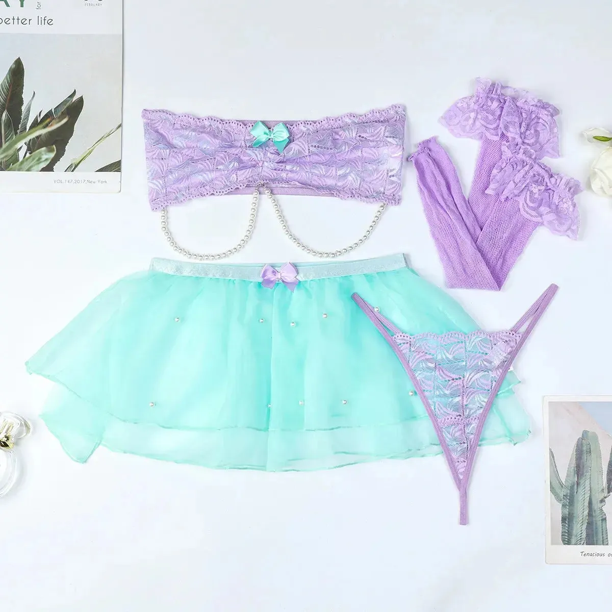 Princess Lingerie Lace Skirt Tube Top Set