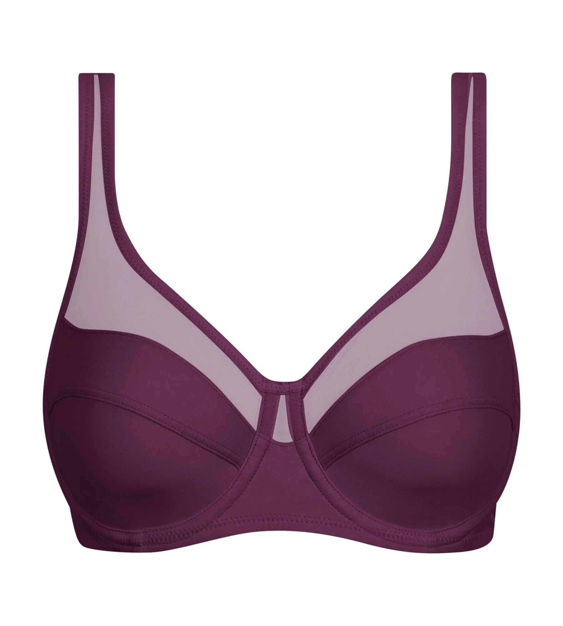 Prune microfiber and tulle push-on bra Dim Generous