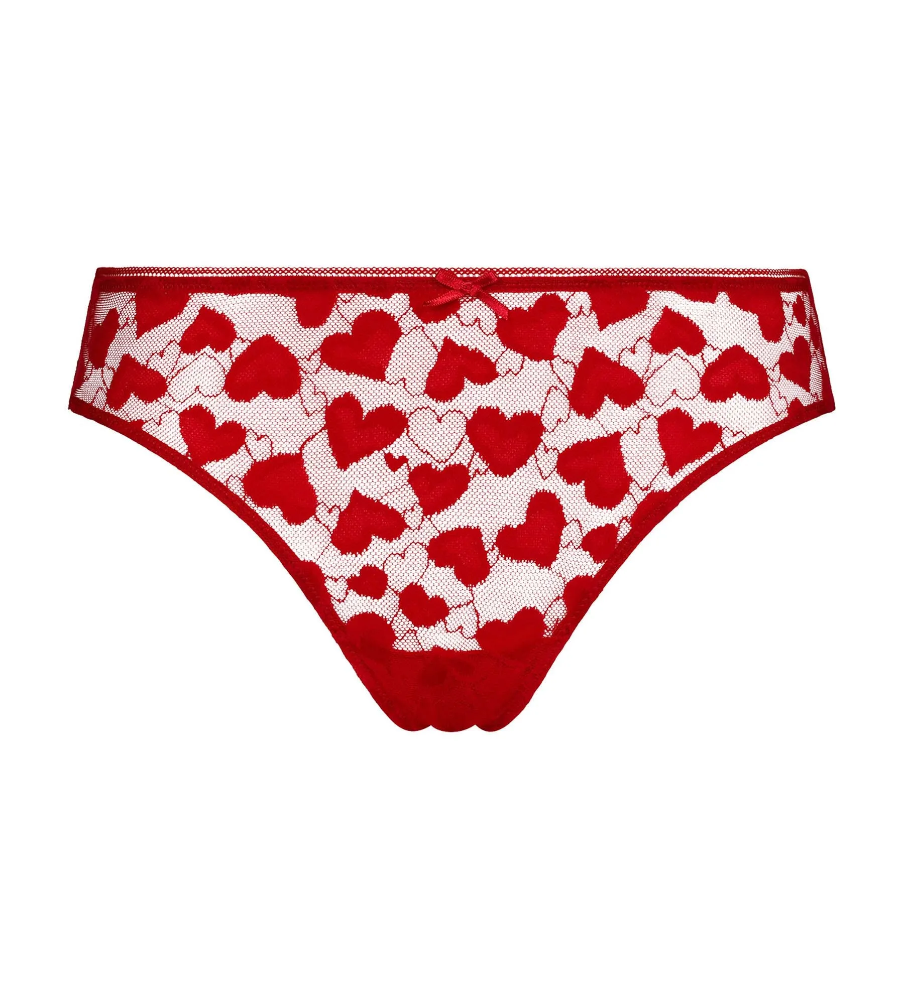 Red tulle briefs with romantic motifs Dim Coeur