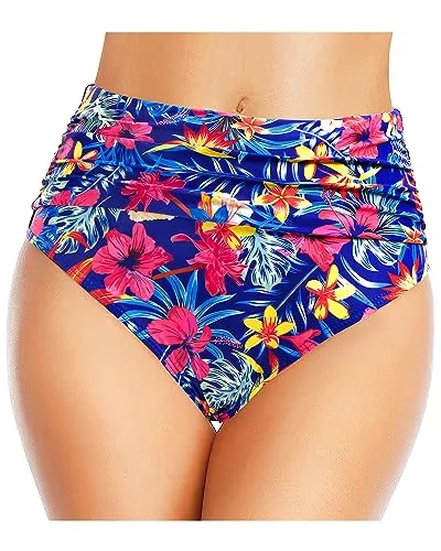 Ruched High Waist Tummy Control Bikini Bottom
