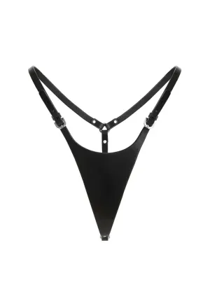 Selena Leather Thong (Black)