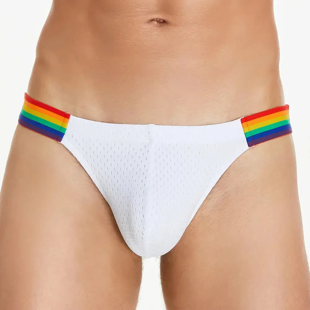 Seobean Men's Low-Rise Rainbow Mesh Briefs - Breathable Sexy Underwear 240103