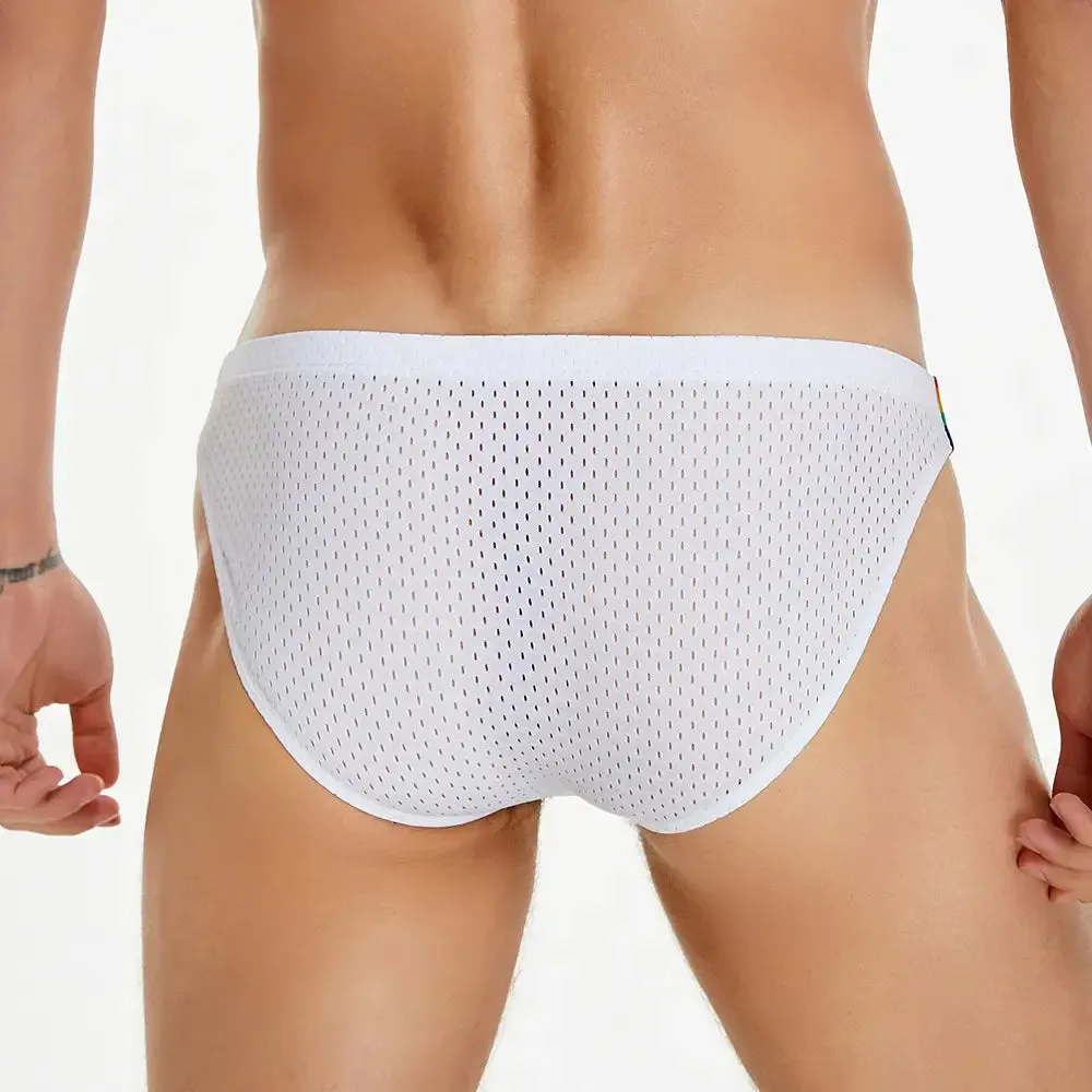 Seobean Men's Low-Rise Rainbow Mesh Briefs - Breathable Sexy Underwear 240103