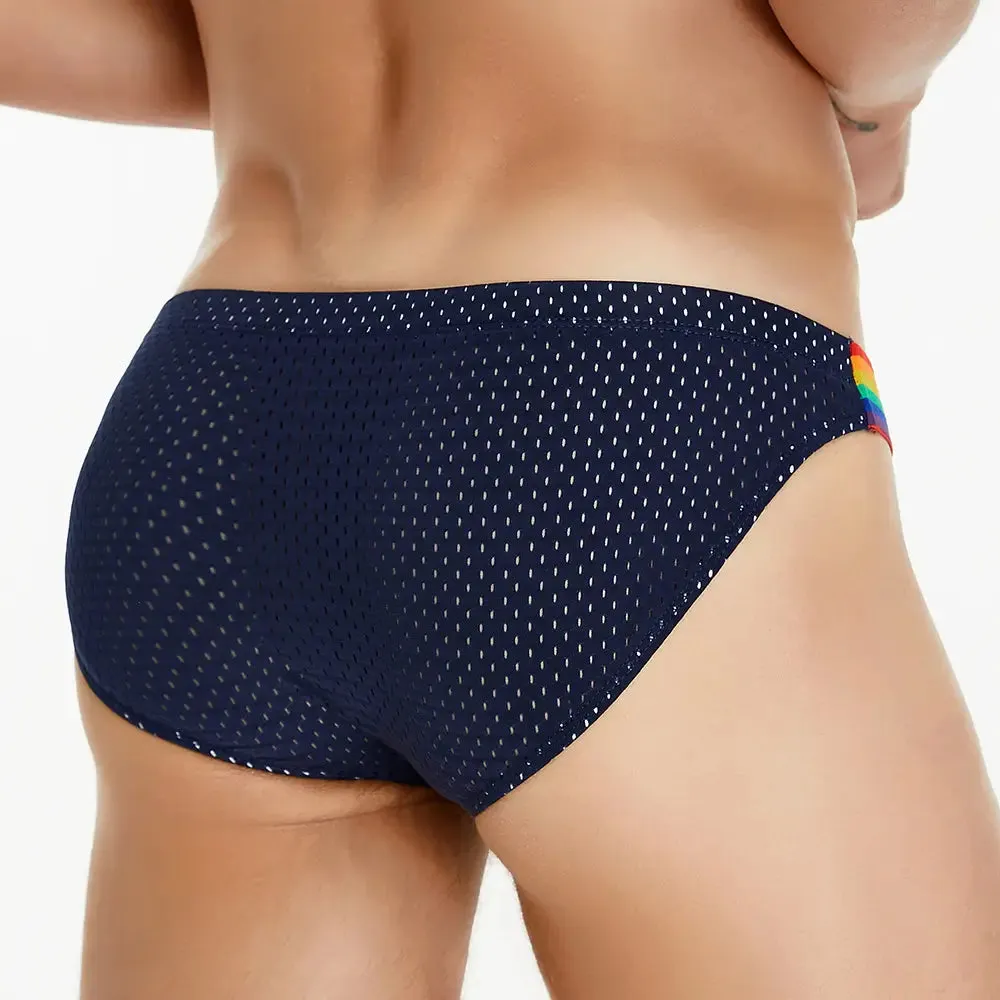 Seobean Men's Low-Rise Rainbow Mesh Briefs - Breathable Sexy Underwear 240103