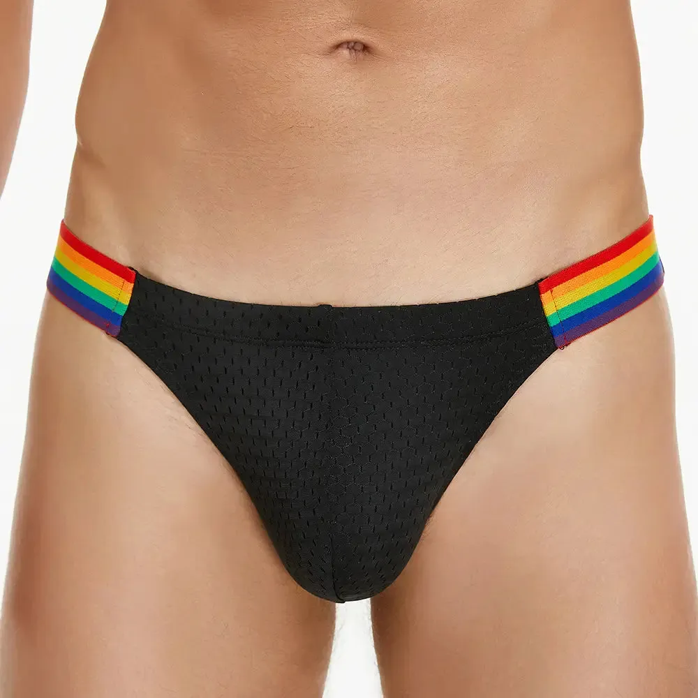 Seobean Men's Low-Rise Rainbow Mesh Briefs - Breathable Sexy Underwear 240103