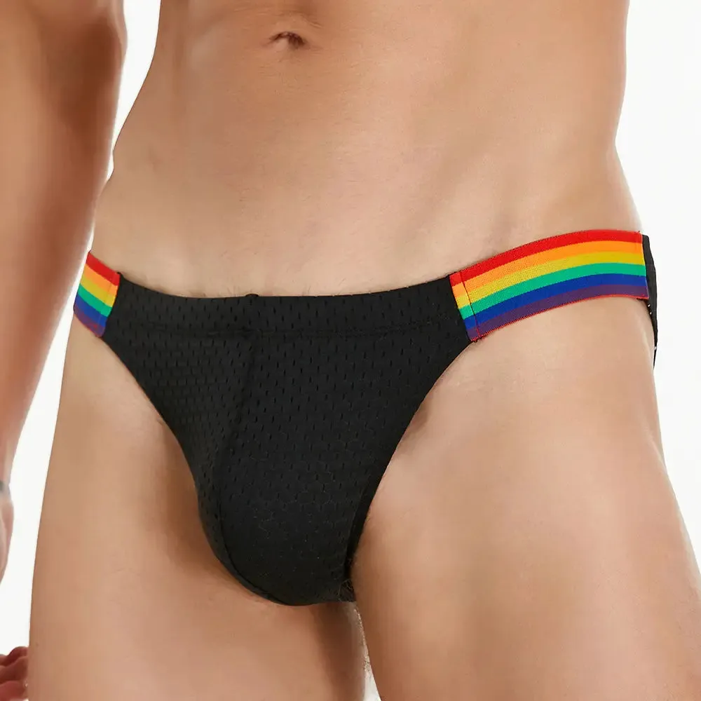 Seobean Men's Low-Rise Rainbow Mesh Briefs - Breathable Sexy Underwear 240103