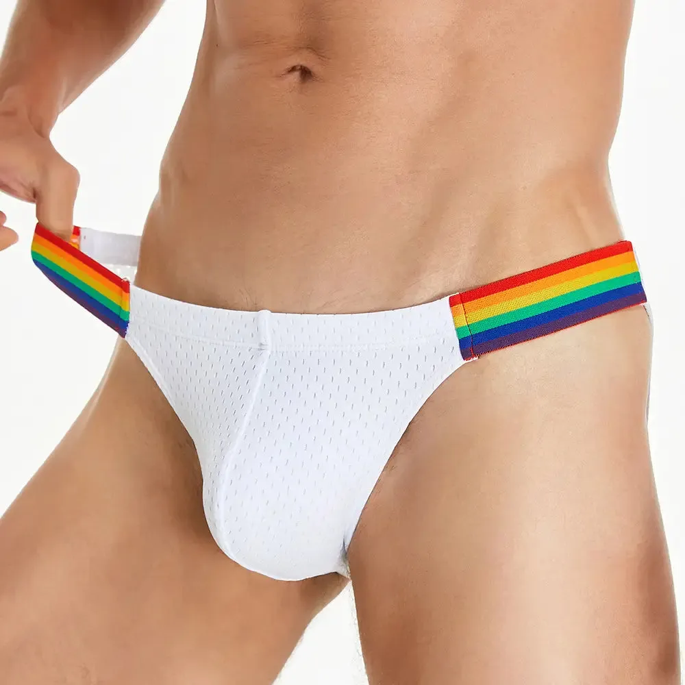 Seobean Men's Low-Rise Rainbow Mesh Briefs - Breathable Sexy Underwear 240103