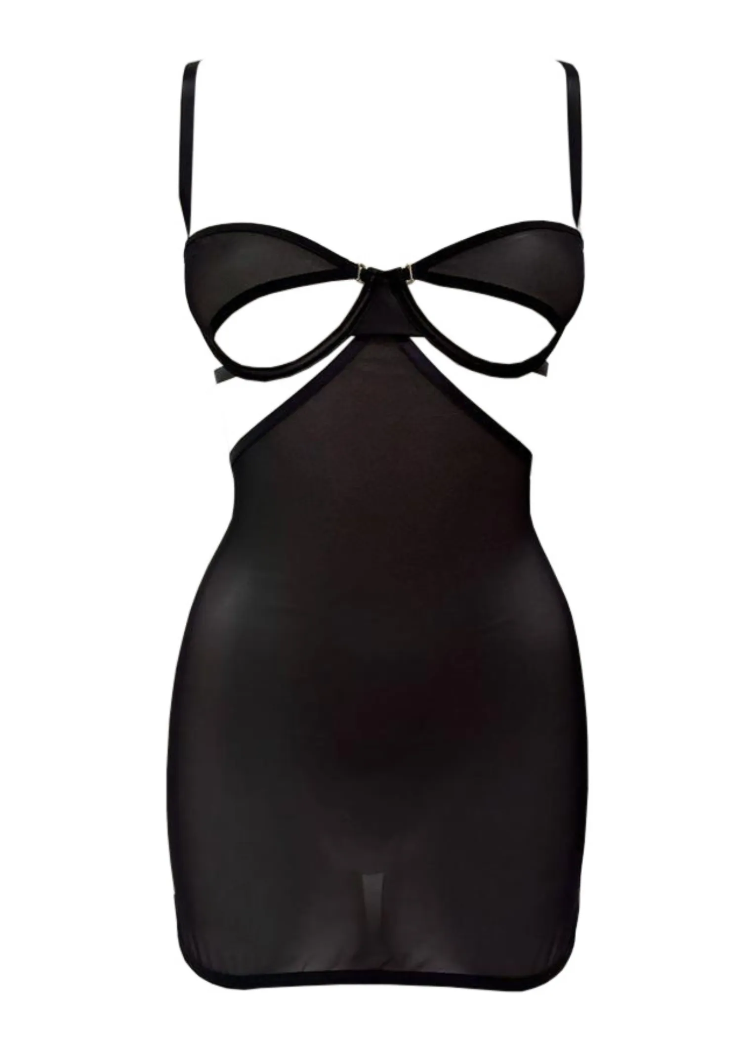 SHEER Openable Bra & Detachable Skirt (Black)