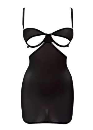 SHEER Openable Bra & Detachable Skirt (Black)