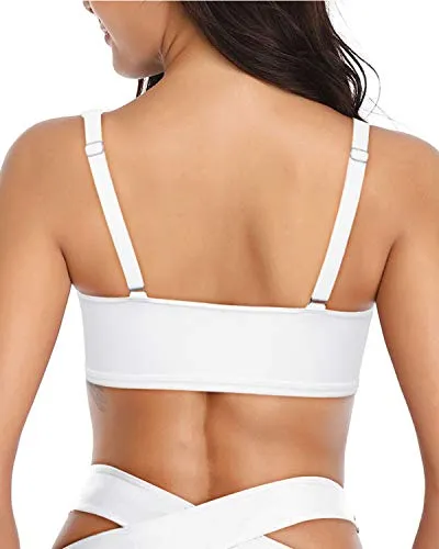 Solid Color Ruffle Flounce Swimsuit Top-White